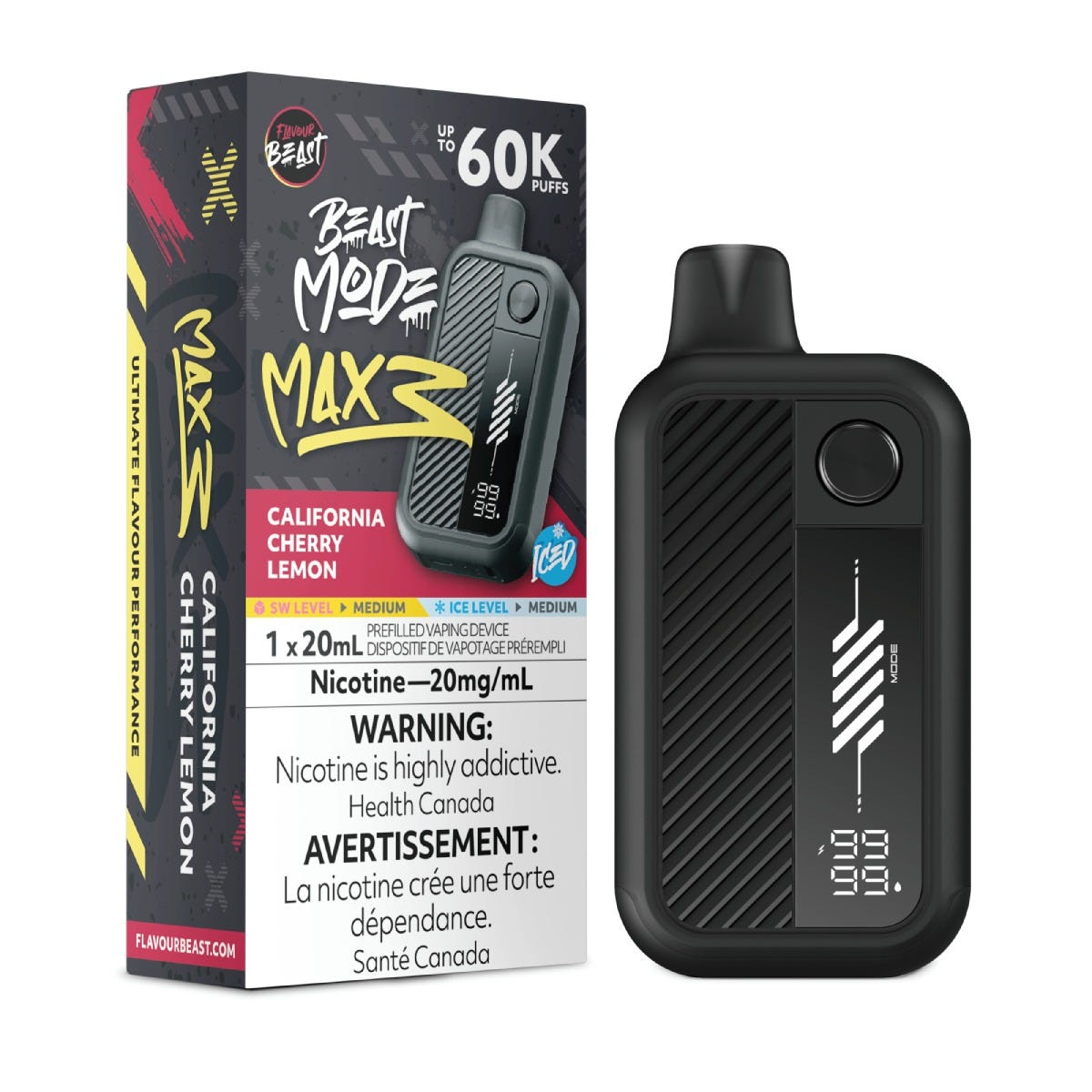 Flavour Beast Mode Max 3 California Cherry Lemon Iced Disposable Vape - Supa Vapes