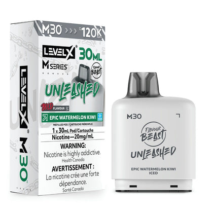 Flavour Beast Level X Unleashed M30 pod in Epic Watermelon Kiwi Iced flavour, 30mL, 120K puffs | Supa Vapes Canada