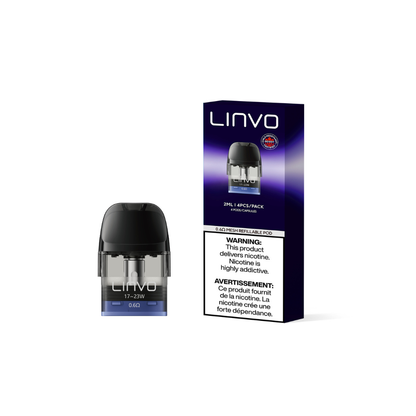 Linvo Force Air replacement pods 0.6Ω mesh, 2mL refillable pod 4-pack for the Force Air pod kit | Supa Vapes Canada