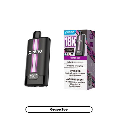 Orbito Slim 18K disposable vape in Grape Ice flavour, 18,000 puffs, 8mL | Supa Vapes Canada