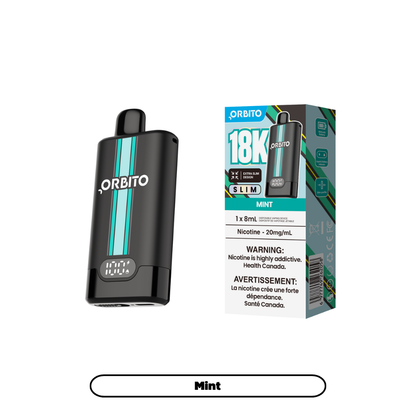 Orbito Slim 18K disposable vape in Mint flavour, 18,000 puffs, 8mL | Supa Vapes Canada