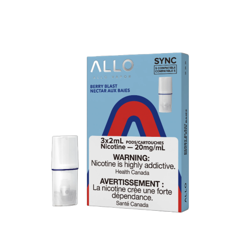 Allo Sync Pods Blackcurrant Lychee Berries flavour, 20mg nicotine strength, STLTH-compatible pre-filled vape pod, draw-activated for easy vaping, ideal for Ontario and Quebec vapers.
