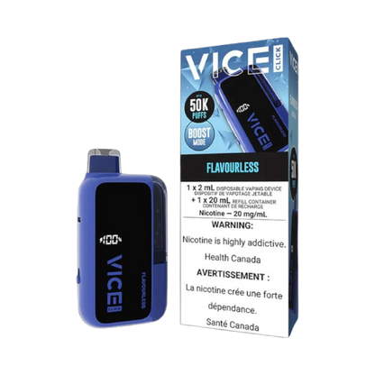 VICE CLICK Disposable, Flavourless, up to 50,000 puffs, long-lasting disposable vape, ideal for vapers in Ontario and Quebec.