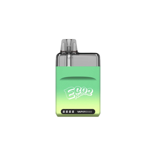 Vaporesso Eco Nano 2 Open Pod Kit 6mL in vibrant green color with dual mouthpieces.