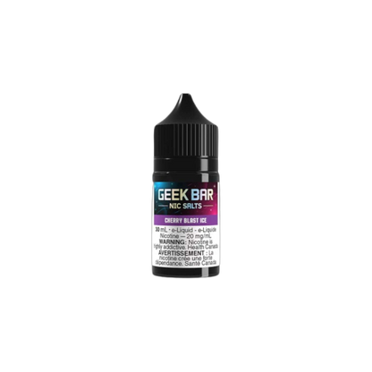 GEEK BAR NIC SALTS E-liquid Cherry Blast Ice 30mL bottle with 20mg/mL nicotine content.