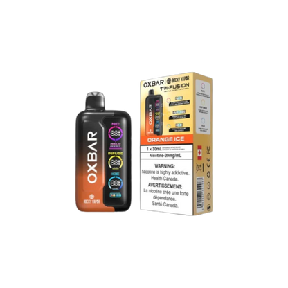 Rocky Vapor Oxbar Tri Fusion, Orange Ice flavour, Triple Tank Control technology, long-lasting performance vape device, ideal for Ontario and Quebec vapers.