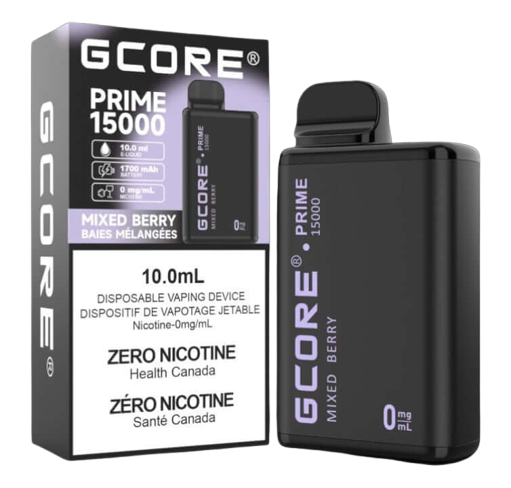 GCORE PRIME 15000 Disposable, Double Mint flavour, zero nicotine, disposable vape with fresh cool mint experience, up to 15,000 puffs, designed for Ontario and Quebec customers.