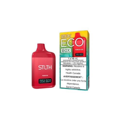 STLTH ECO BOX Disposable, Punch Ice flavour, crisp and refreshing vape with reliable performance, ideal for Ontario and Quebec vapers.
