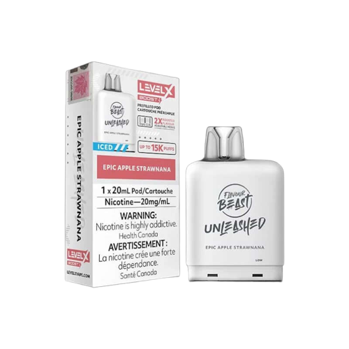 Level X Unleashed Boost Pod 15K, Epic Strawberry Watermelon flavour, pre-filled vape pod offering superior taste and cloud production, popular in Ontario and Quebec.