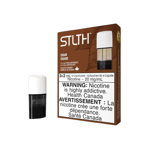 STLTH Pod Pack (Clearance), Cigar flavour with 20mg salt nicotine, smooth and flavourful vape experience, designed for Ontario and Quebec customers.