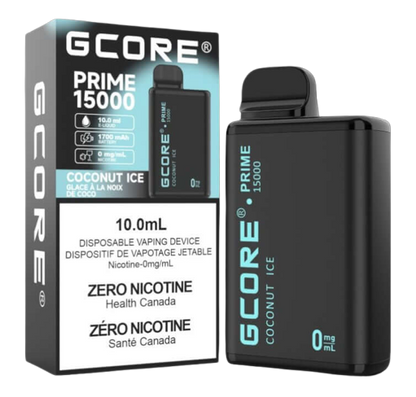 GCORE PRIME 15000 Disposable, R.B flavour, zero nicotine, smooth long-lasting vape, ideal for users in Ontario and Quebec.