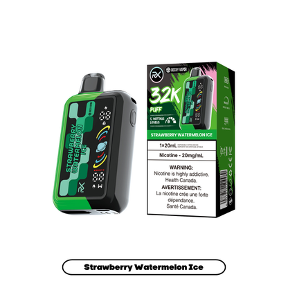 Rocky Vapor RX 32K disposable vape in Strawberry Watermelon Ice flavour, 32,000 puffs, 20mL | Supa Vapes Canada