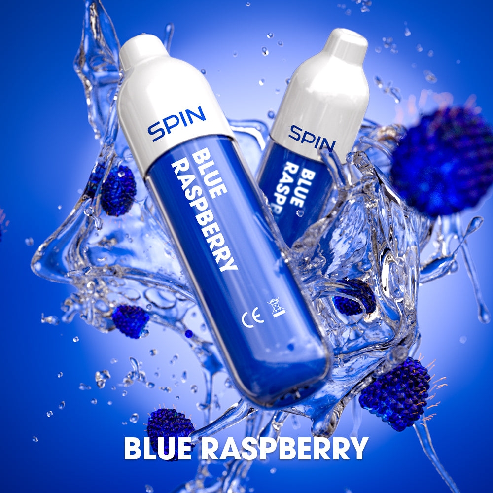 SPIN 1500 disposable vape in Blue Raspberry flavour, 1,500 puffs, 2mL | Supa Vapes Canada