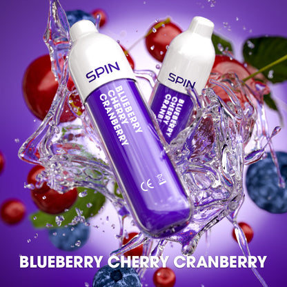 SPIN 1500 disposable vape in Blueberry Cherry Cranberry flavour, 1,500 puffs, 2mL | Supa Vapes Canada