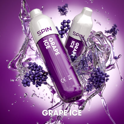 SPIN 1500 disposable vape in Grape Ice flavour, 1,500 puffs, 2mL | Supa Vapes Canada