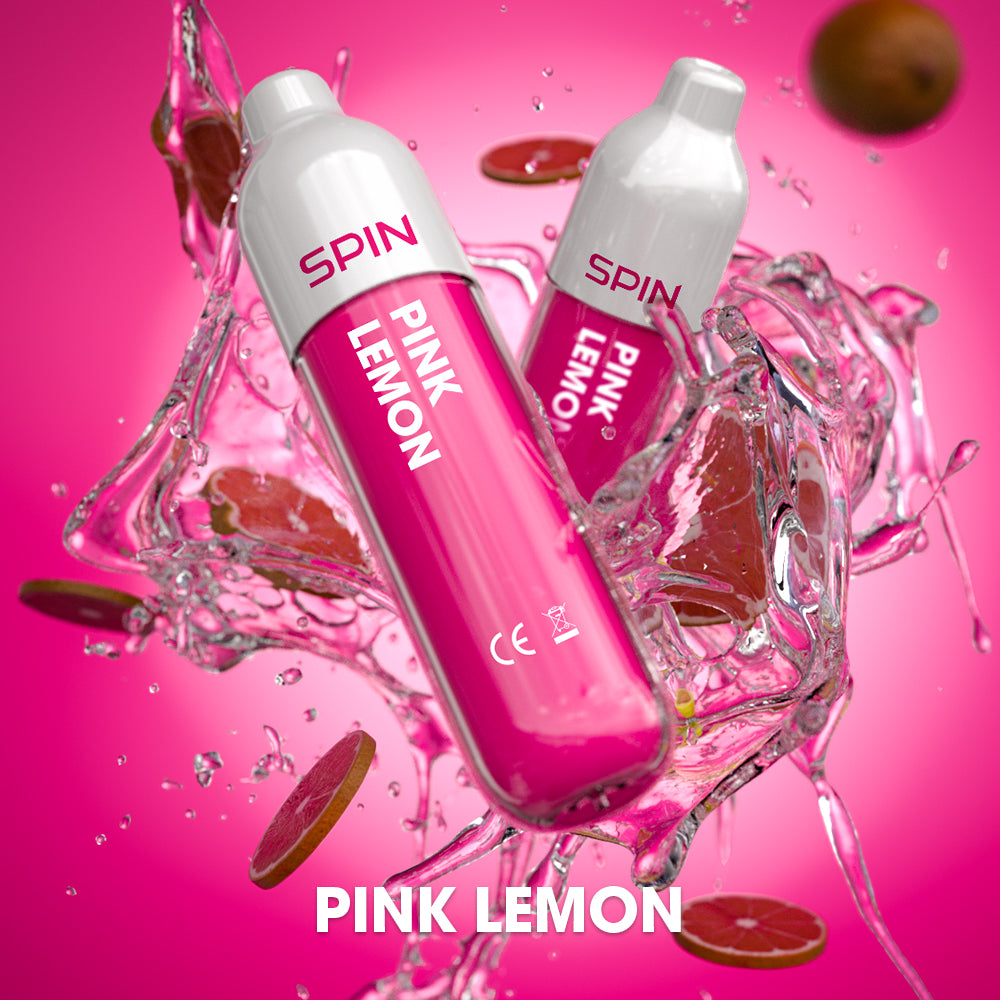 SPIN 1500 disposable vape in Pink Lemon flavour, 1,500 puffs, 2mL | Supa Vapes Canada