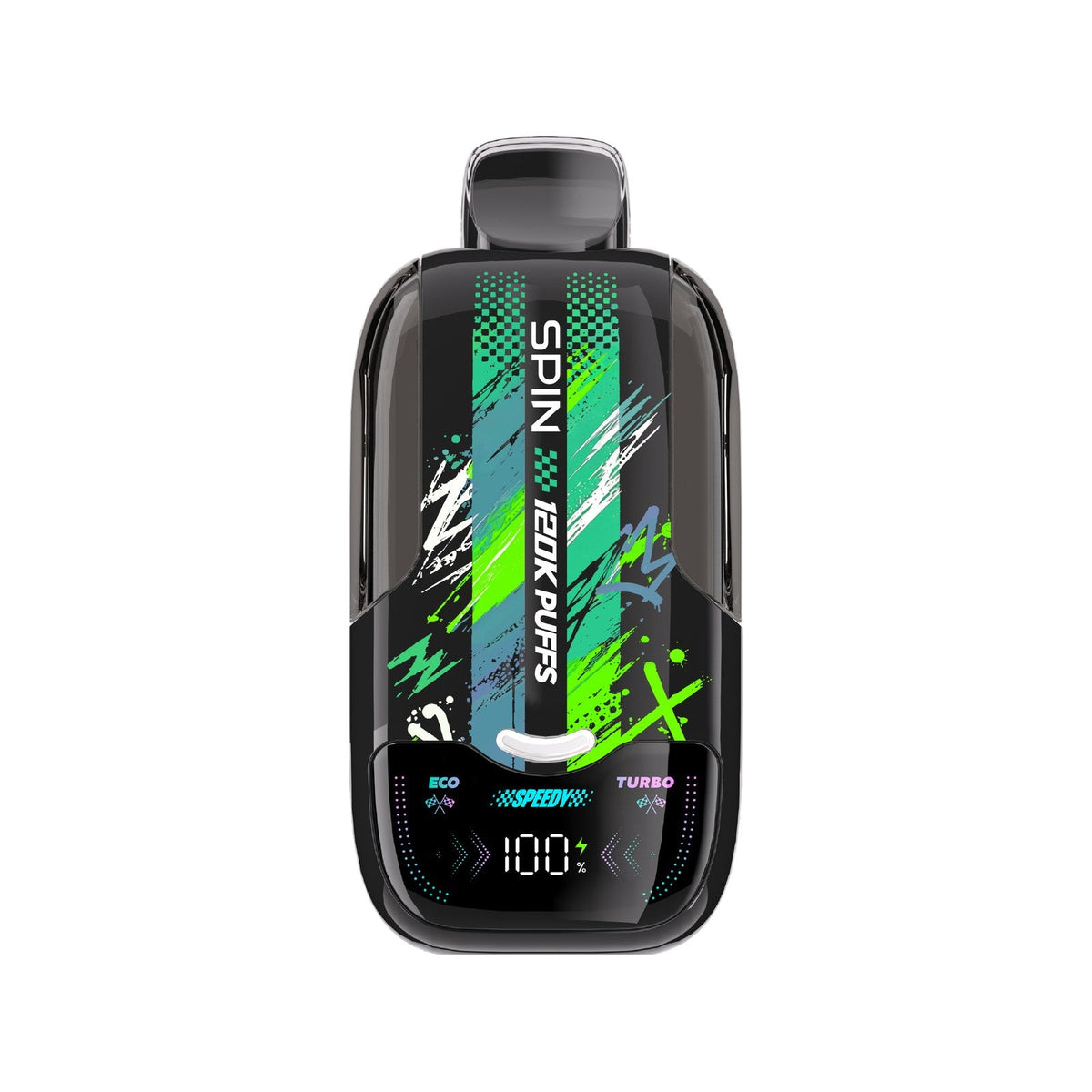 SPIN Speedy 120K disposable vape device in Green Apple flavour, Eco and Turbo modes | Supa Vapes Canada