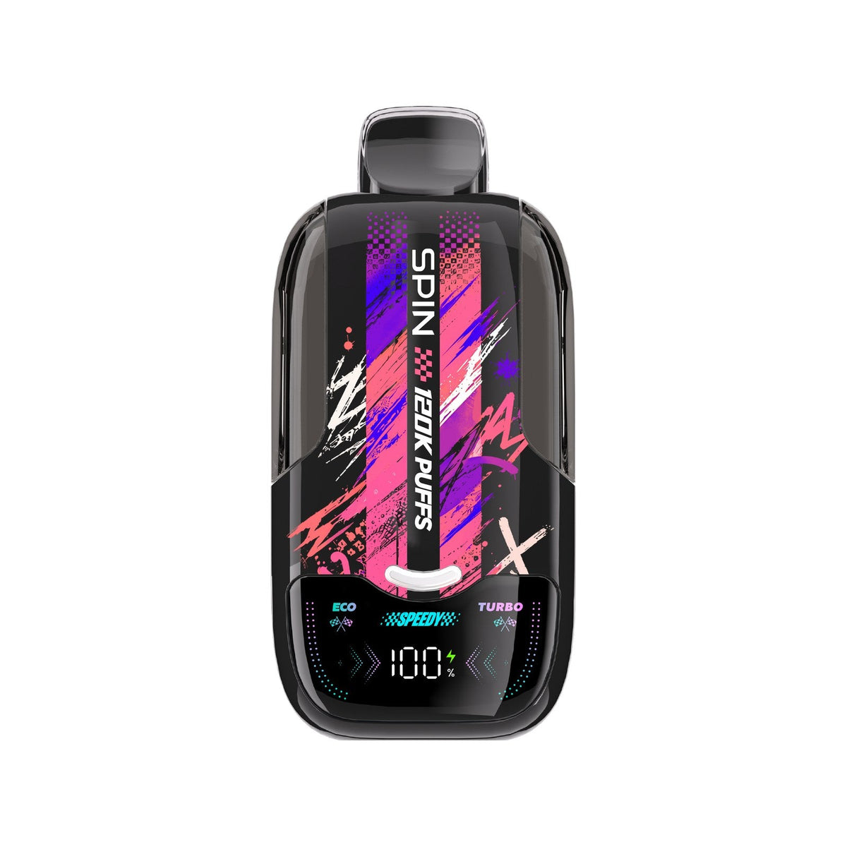 SPIN Speedy 120K disposable vape device in Peach Blue Raspberry flavour, Eco and Turbo modes | Supa Vapes Canada