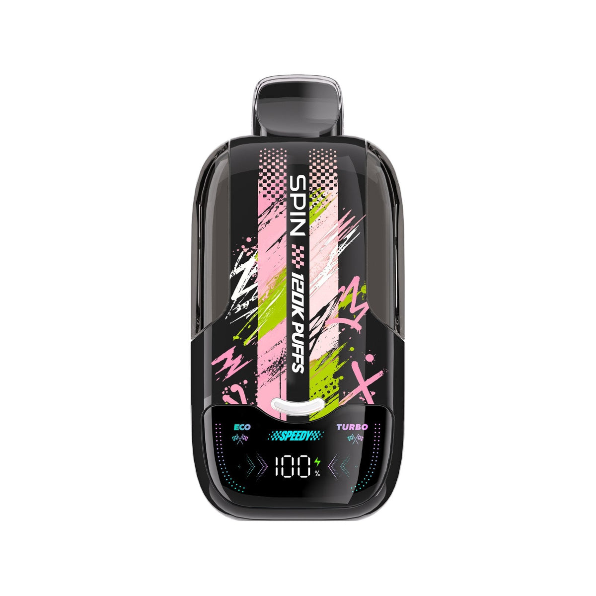 SPIN Speedy 120K disposable vape device in Strawberry Ice flavour, Eco and Turbo modes | Supa Vapes Canada
