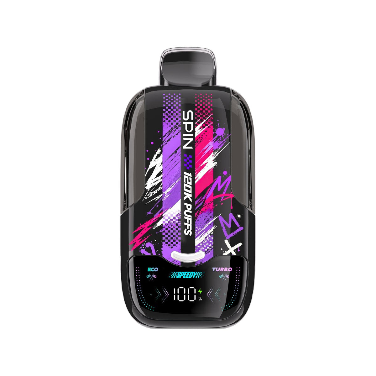 SPIN Speedy 120K disposable vape device in White Grape flavour, Eco and Turbo modes | Supa Vapes Canada