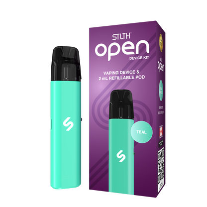 STLTH Open Device Kit in Teal with 2mL refillable pod and USB-C cable
