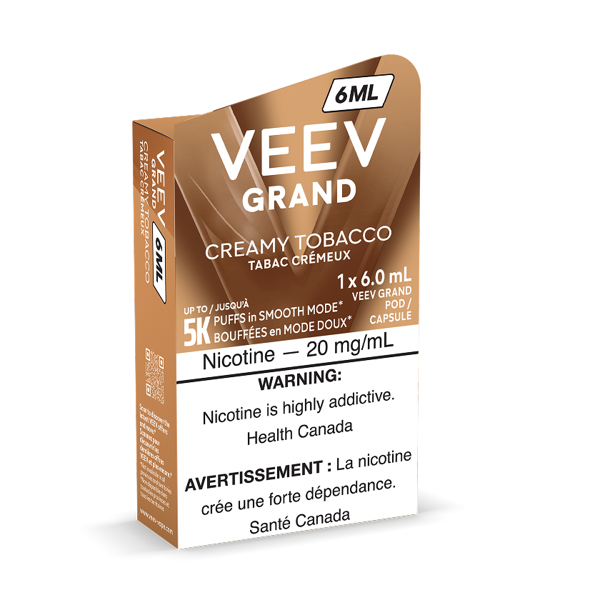 VEEV GRAND 6 mL pod in Creamy Tobacco flavour, up to 5,000 puffs | Supa Vapes Canada