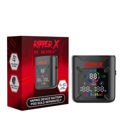 Ripper X Ultra 1000mAh vape battery in Metallic Black with Red Writing