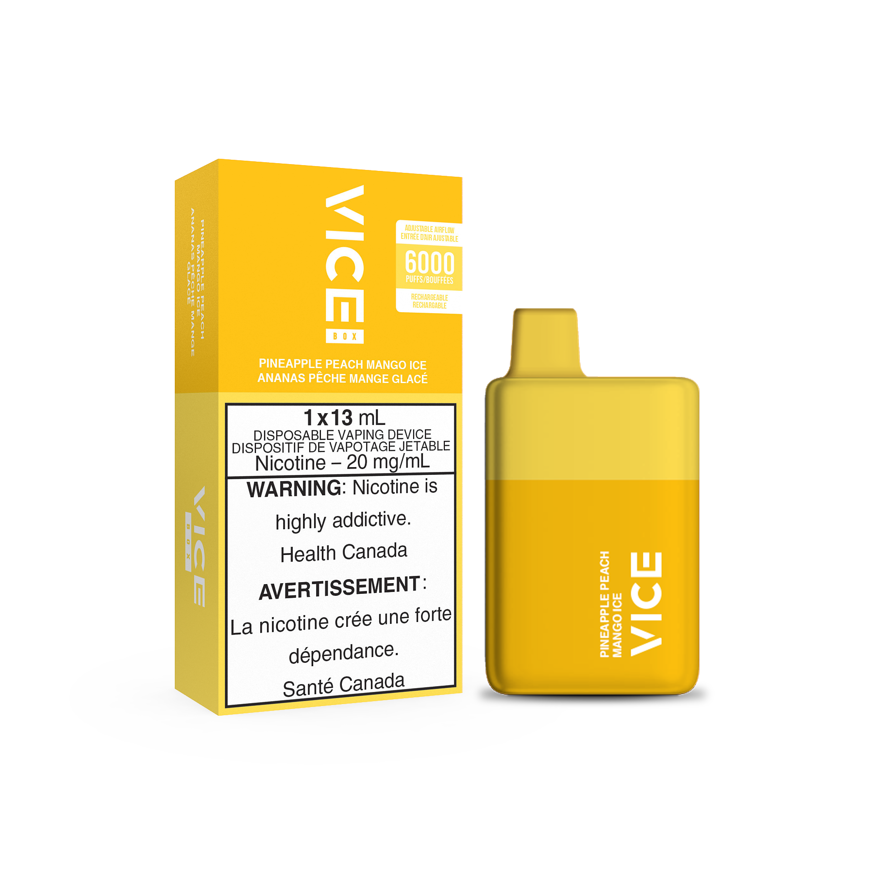 VICE Box 6000, Lemon Lime Ice flavour vape, smooth and refreshing box-style device, ideal for vapers in Ontario and Quebec.