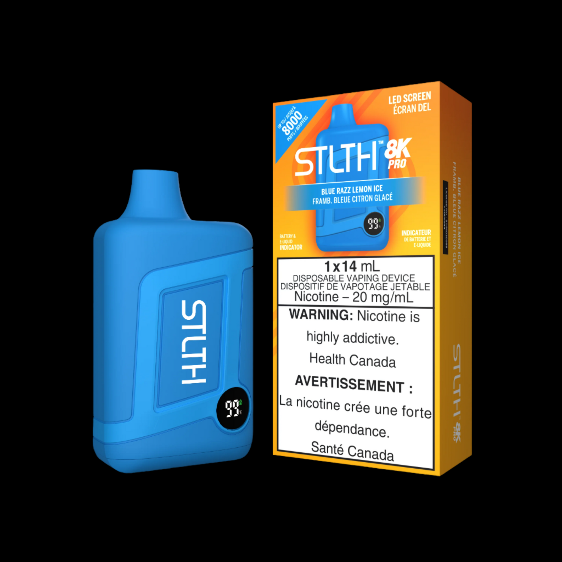 Disposable Vape STLTH 8K Pro: Blue Razz Lemon Ice Nicotine Strength: 20mg STLTH 8K PRO | Supa Vapes - Hawkesbury, Ottawa & Ontario Vape Shop