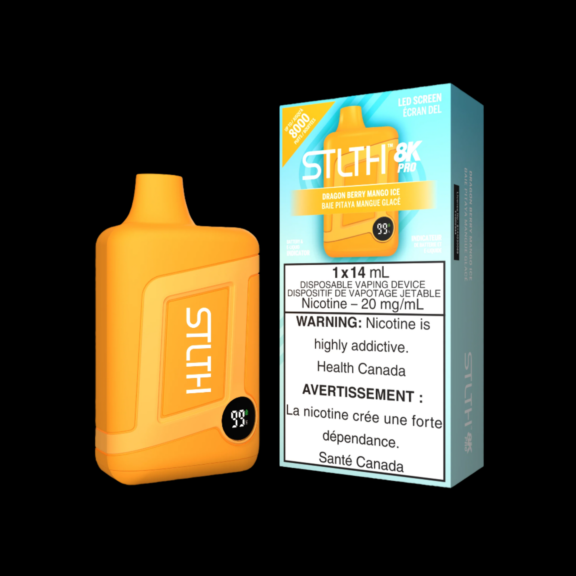 Disposable Vape STLTH 8K Pro: Dragon Berry Mango Ice Nicotine Strength: 20mg STLTH 8K PRO | Supa Vapes - Hawkesbury, Ottawa & Ontario Vape Shop