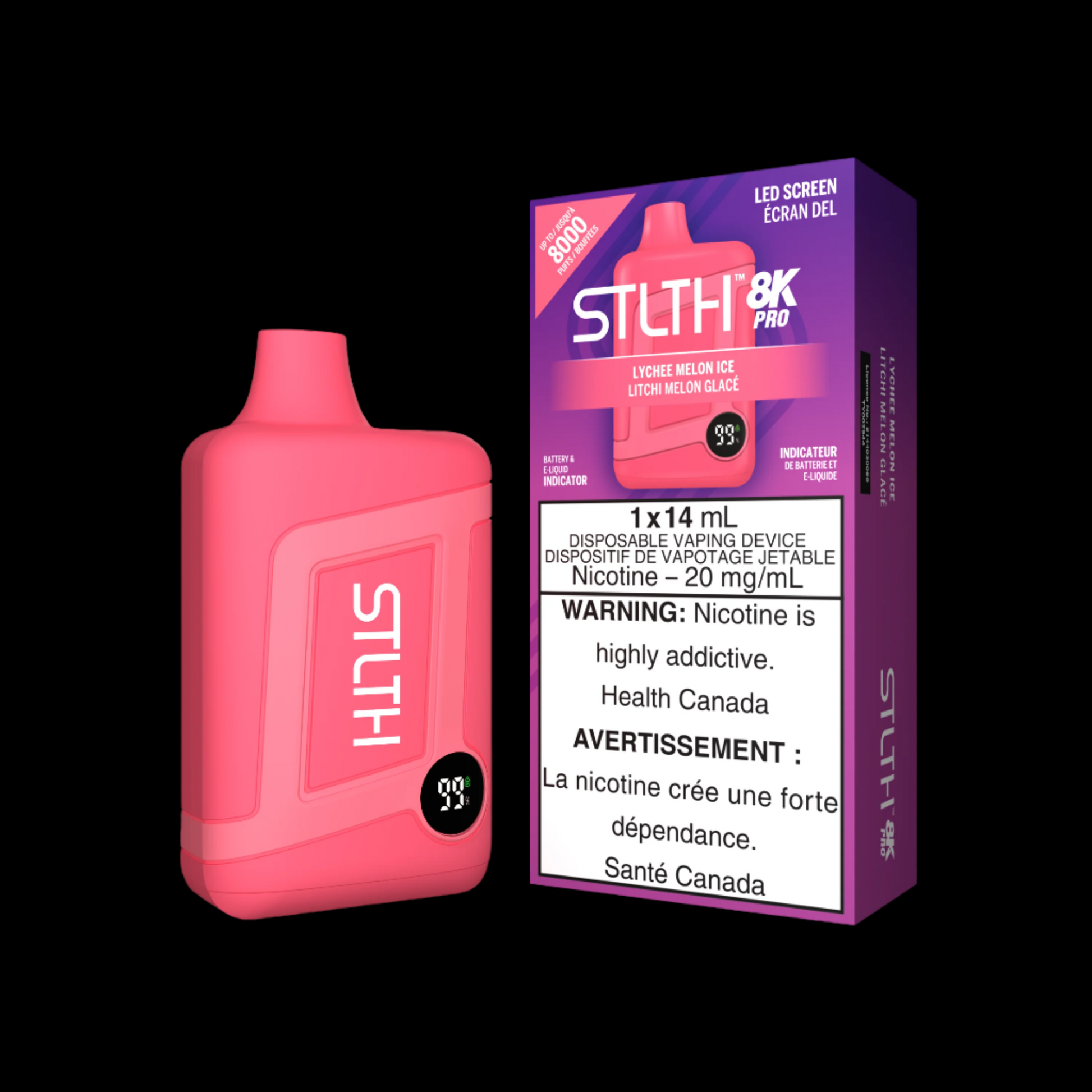 Disposable Vape STLTH 8K Pro: Lychee Melon Ice Nicotine Strength: 20mg STLTH 8K PRO | Supa Vapes - Hawkesbury, Ottawa & Ontario Vape Shop