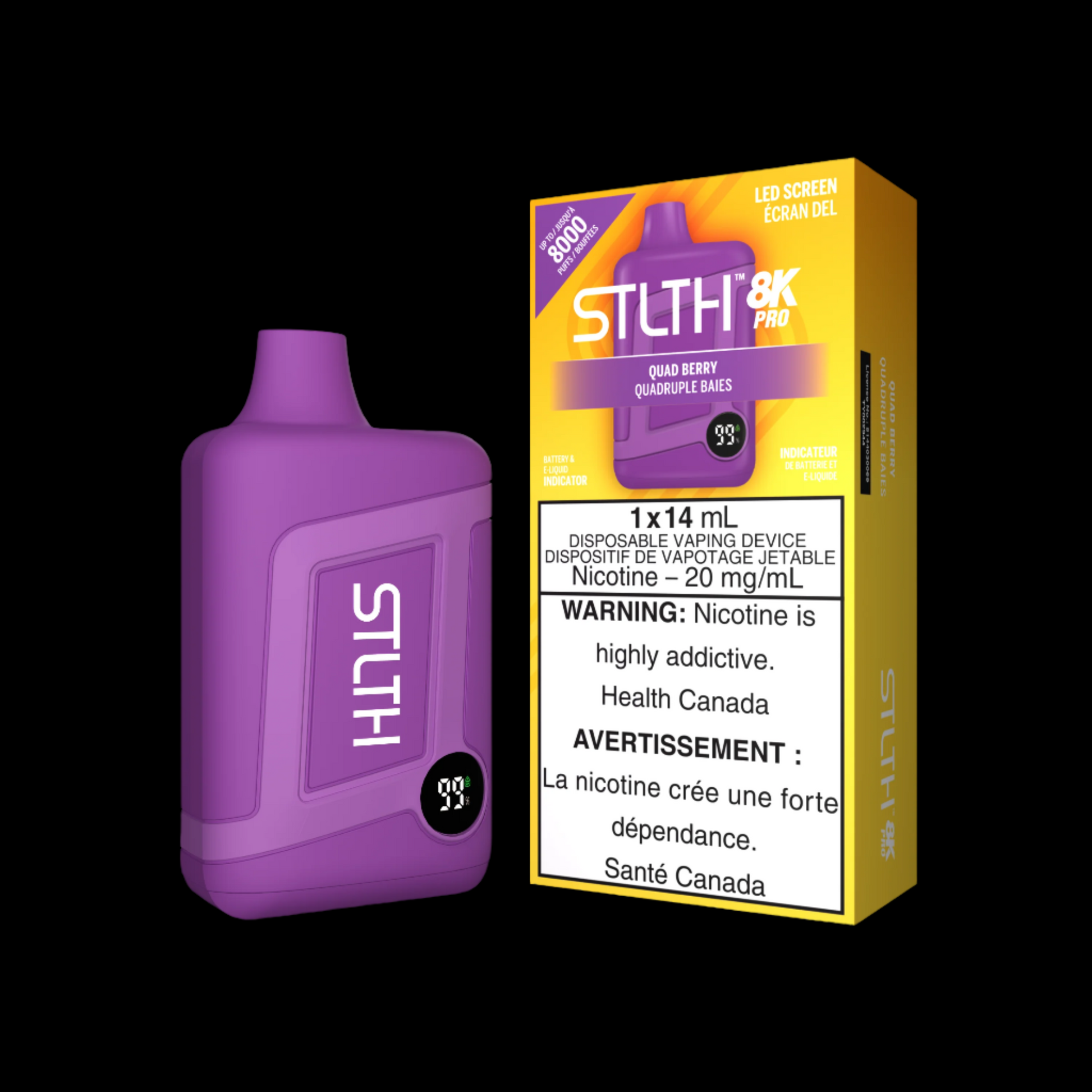 Disposable Vape STLTH 8K Pro: Quad Berry Nicotine Strength: 20mg STLTH 8K PRO | Supa Vapes - Hawkesbury, Ottawa & Ontario Vape Shop