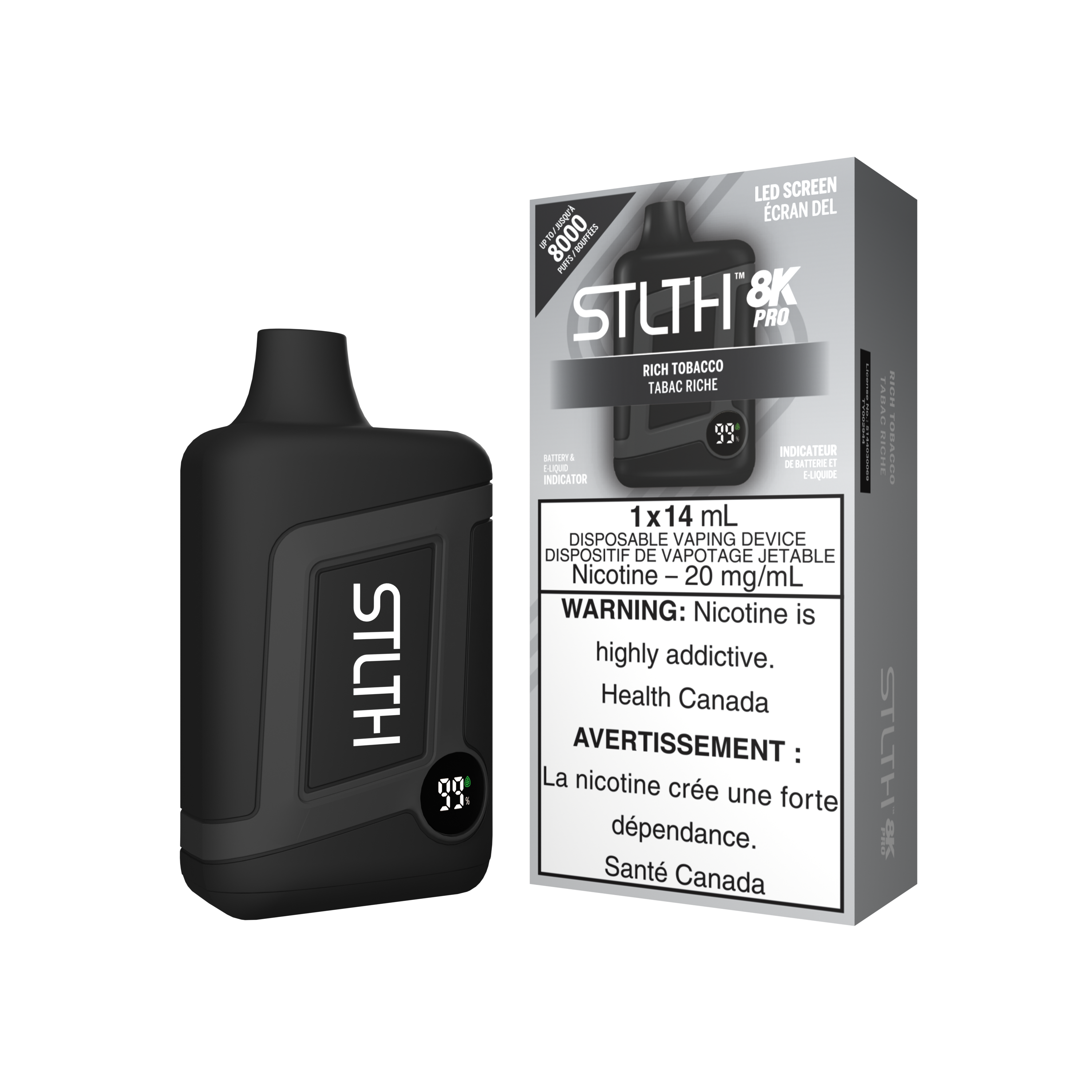 Disposable Vape STLTH 8K Pro: Rich Tobacco Nicotine Strength: 20mg STLTH 8K PRO | Supa Vapes - Hawkesbury, Ottawa & Ontario Vape Shop