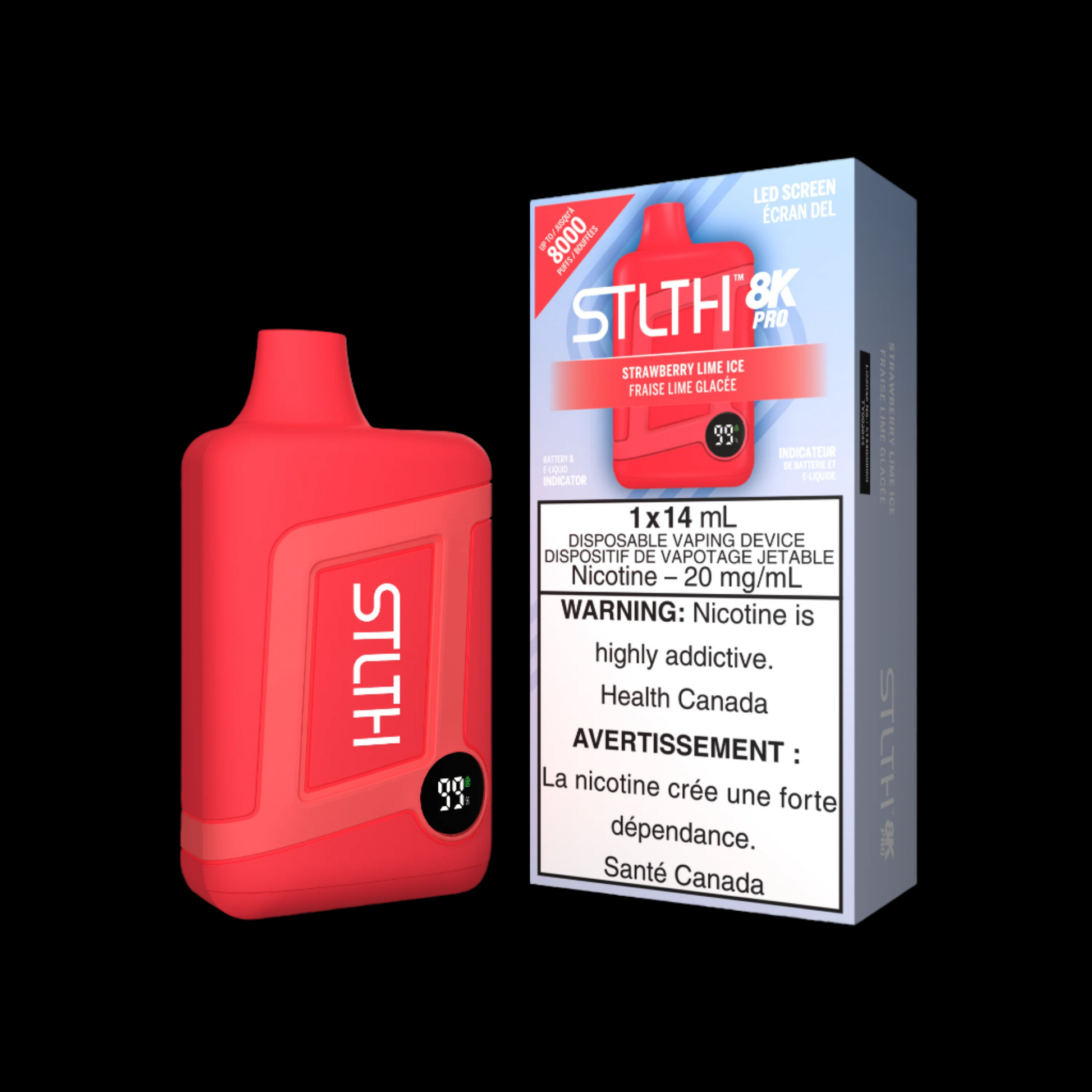 Disposable Vape STLTH 8K Pro: Strawberry Lime Ice Nicotine Strength: 20mg STLTH 8K PRO | Supa Vapes - Hawkesbury, Ottawa & Ontario Vape Shop