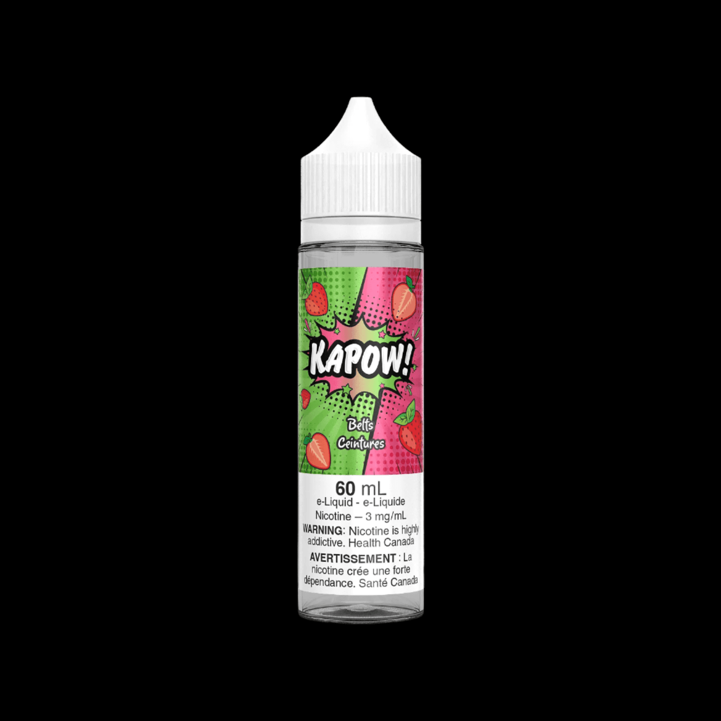 KAPOW! e-liquid - Belts 0mg - premium freebase vape juice available in Hawkesbury, Ottawa, and across Ontario.
