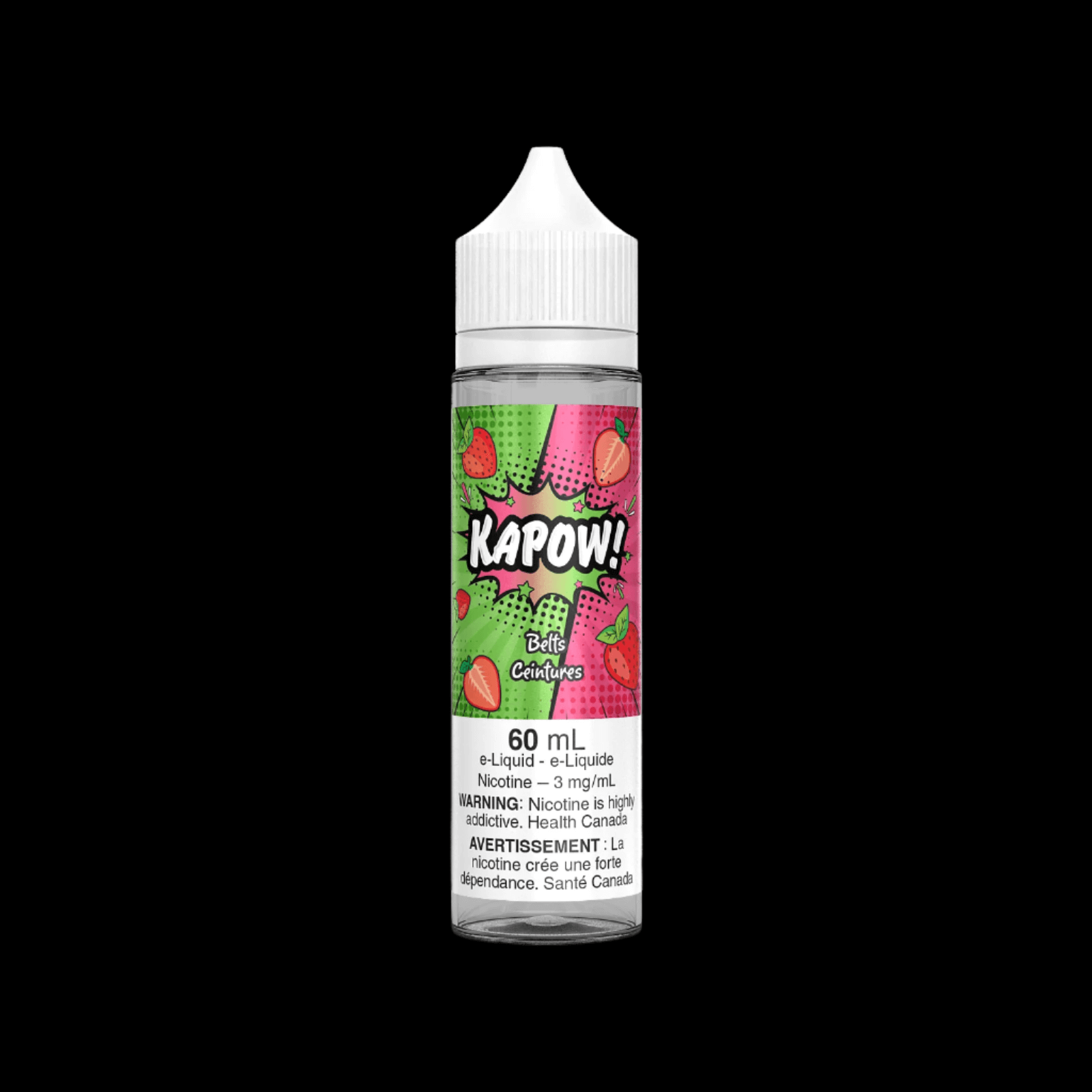 KAPOW! e-liquid - Belts 0mg - premium freebase vape juice available in Hawkesbury, Ottawa, and across Ontario.