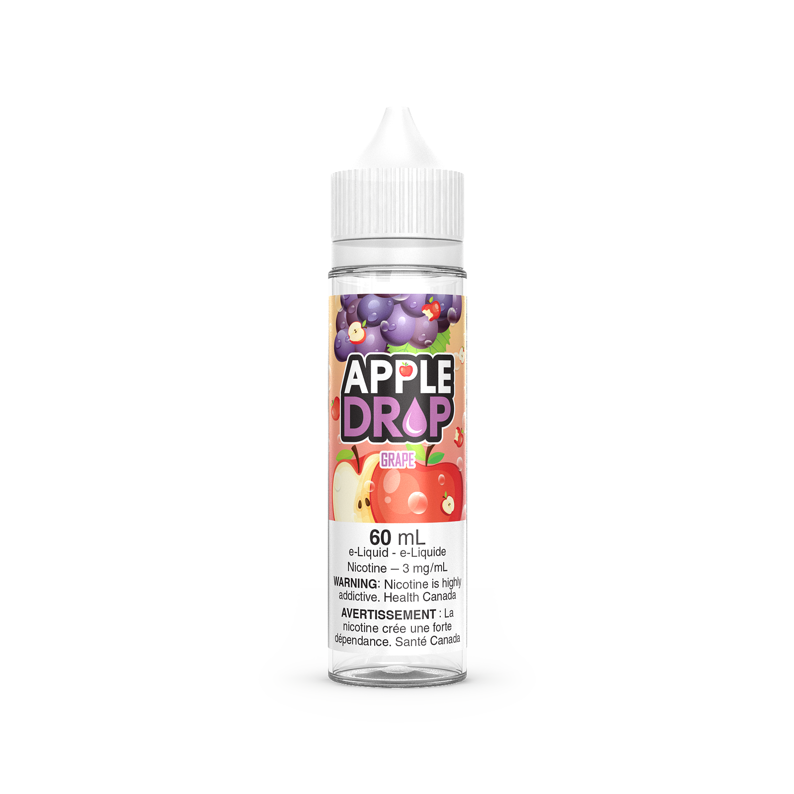 Apple Drop 60mL, Double Apple flavour vape juice with 6mg nicotine, delivering a crisp and fruity vape experience, ideal for Ontario and Quebec customers.