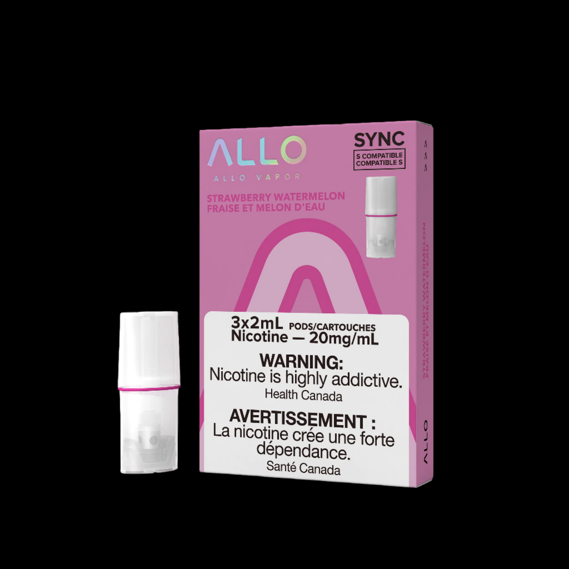 Allo Sync Pods Watermelon Strawberry Kiwi - high-quality vape pods with rich flavour and smooth draw, available in Hawkesbury, Ottawa, and across Ontario.