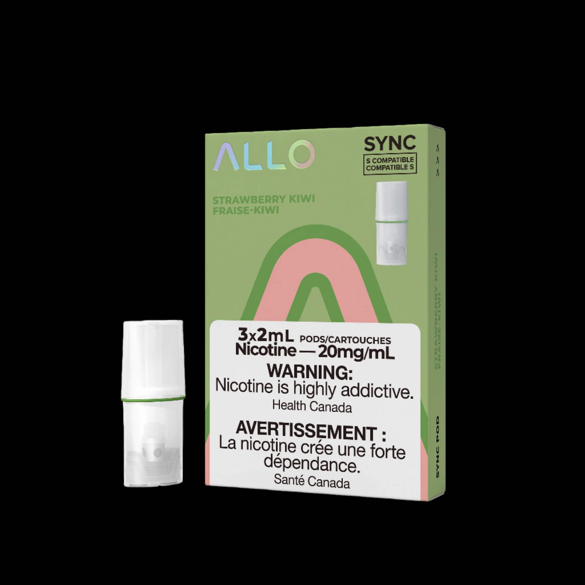 Allo Sync Pods Strawberry Kiwi - high-quality vape pods with smooth draw and bold flavour, available in Hawkesbury, Ottawa, and across Ontario.