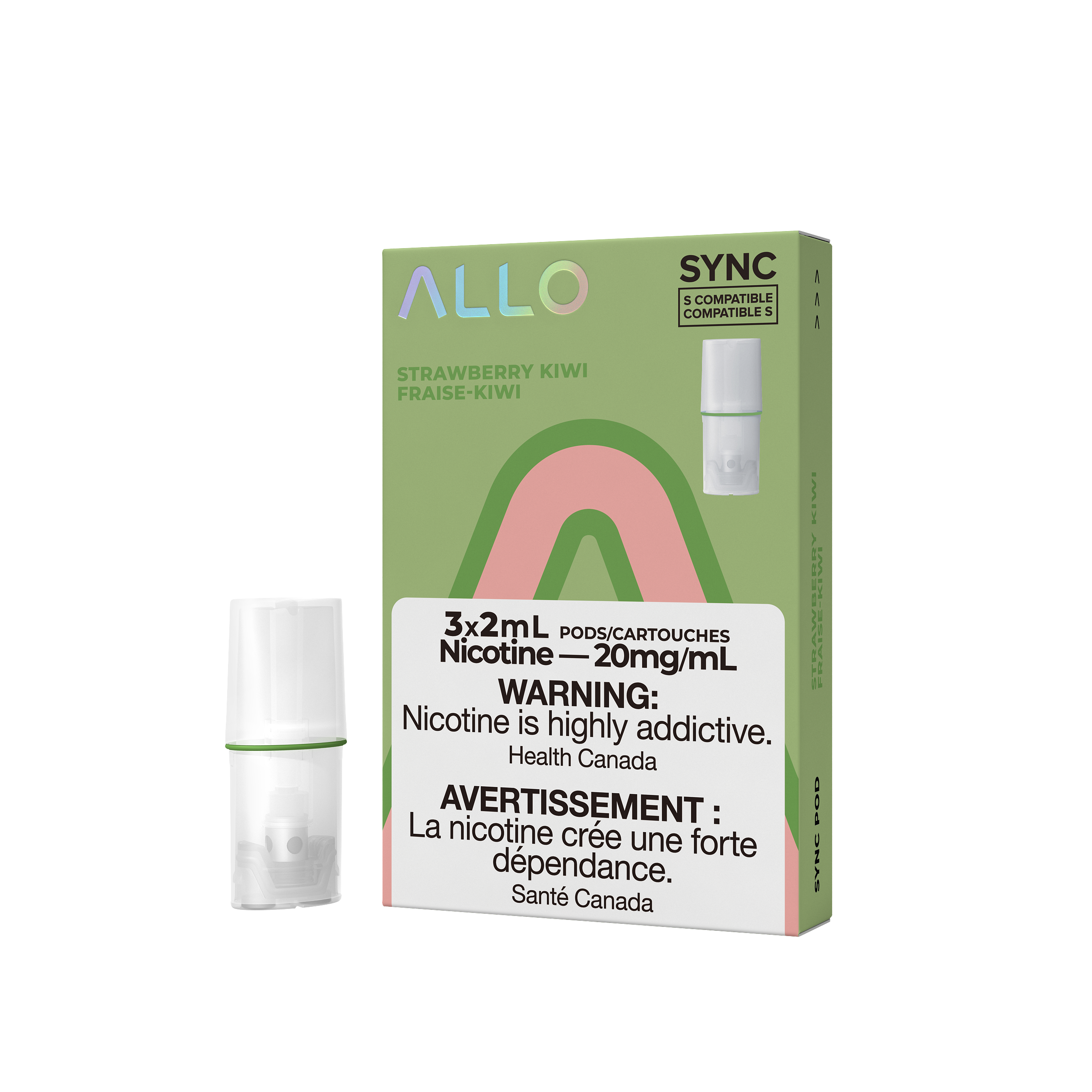 Allo Sync Pods Strawberry Kiwi - high-quality vape pods with smooth draw and bold flavour, available in Hawkesbury, Ottawa, and across Ontario.