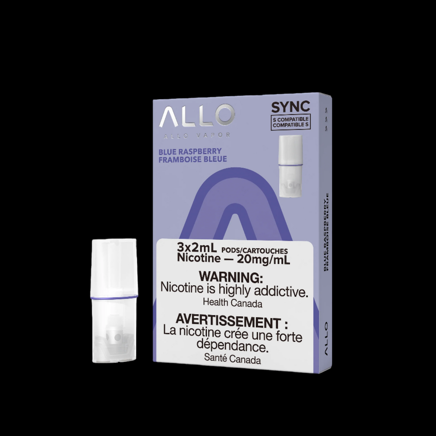 Allo Sync Pods Blue Raspberry - high-quality vape pods with rich flavour and smooth draw, available in Hawkesbury, Ottawa, and across Ontario.