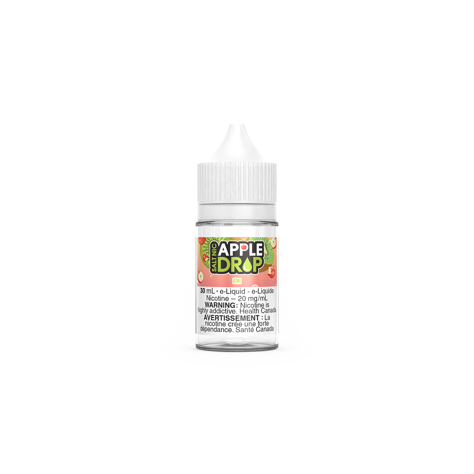 Apple Drop Salt, Double Apple flavour, 30mL bottle with 20mg nicotine salt, smooth and intense vaping experience, ideal for vapers in Ontario and Quebec.